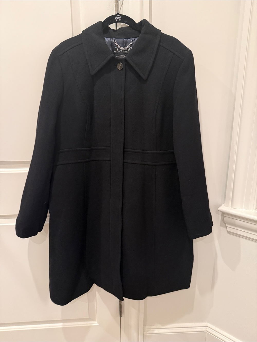 J.Crew Black New Lady Day Top Coat in Italian Double-Cloth Wool Size 20 NWT